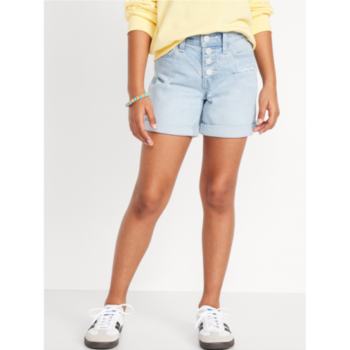 Oldnavy High-Waisted Button-Fly Ripped Jean Midi Shorts for Girls Hot Deal
