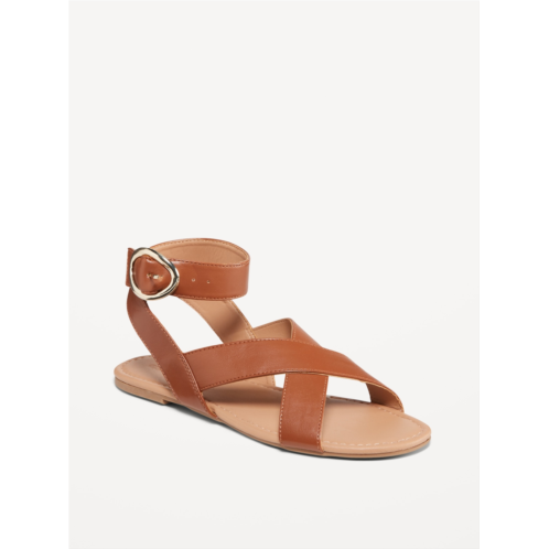 Oldnavy Faux-Leather Cross-Strap Buckle Sandals