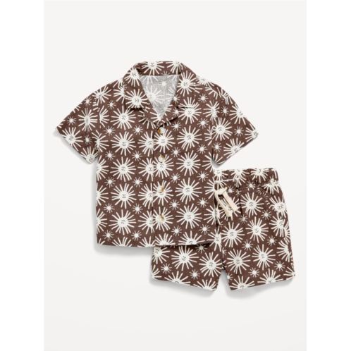 Oldnavy Printed Linen-Blend Shirt and Shorts Set for Baby