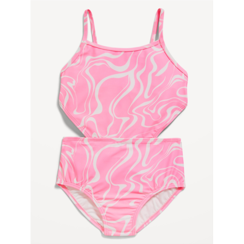 Oldnavy Printed Side-Cutout One-Piece Swimsuit for Girls Hot Deal