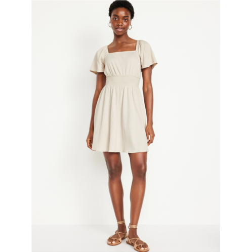 Oldnavy Waist-Defined Flutter-Sleeve Mini Dress