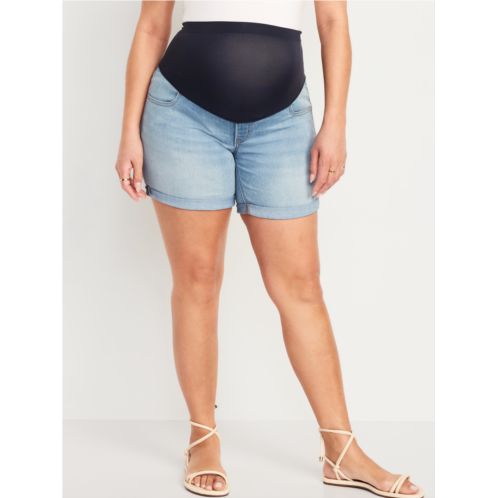 Oldnavy Maternity Full-Panel OG Straight Jean Shorts -- 9-inch inseam