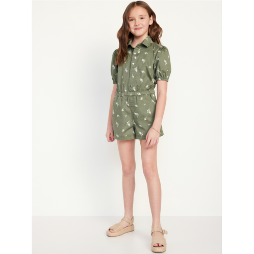 Oldnavy Puff-Sleeve Button-Front Romper for Girls
