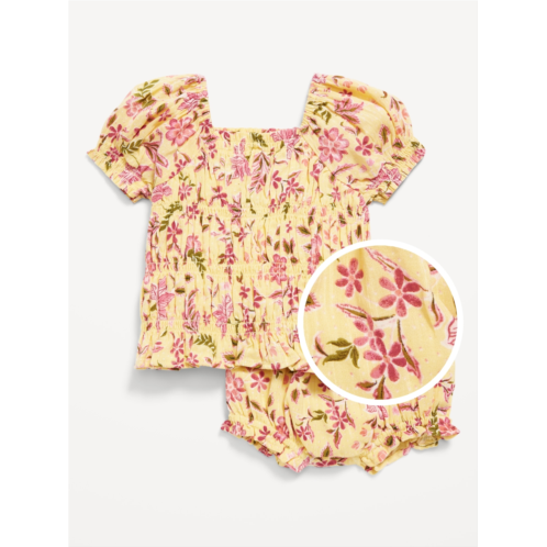 Oldnavy Puff-Sleeve Smocked Top & Bloomer Shorts Set for Baby
