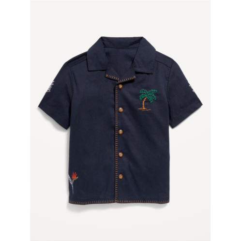 Oldnavy Short-Sleeve Embroidered Camp Shirt for Toddler Boys Hot Deal