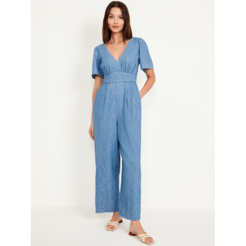 Oldnavy Waist-Defined Puff-Sleeve Jumpsuit