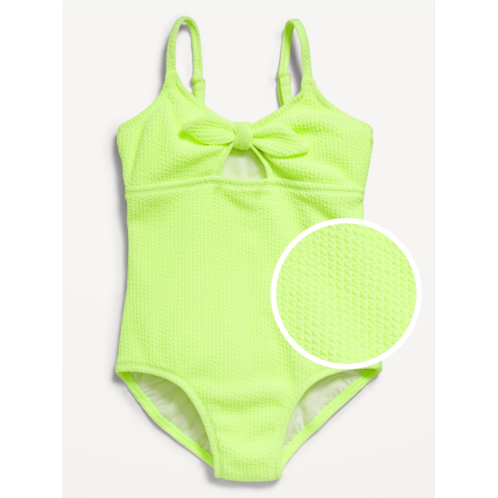 Oldnavy Textured Tie-Front One-Piece Swimsuit for Girls Hot Deal