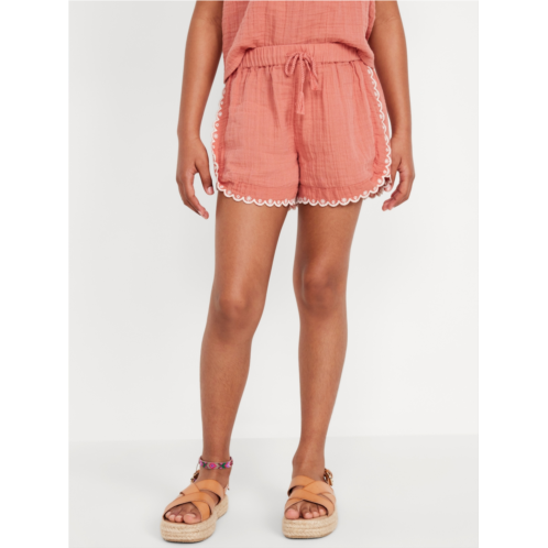 Oldnavy Double-Weave Embroidered-Trim Shorts for Girls Hot Deal