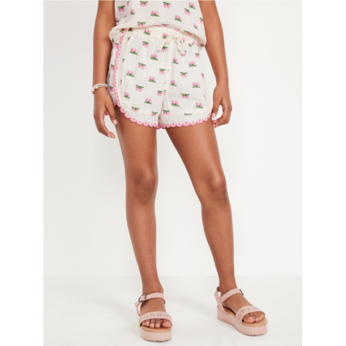 Oldnavy Double-Weave Embroidered-Trim Shorts for Girls