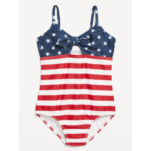 Oldnavy Printed Americana Tie-Front One-Piece Swimsuit for Girls Hot Deal
