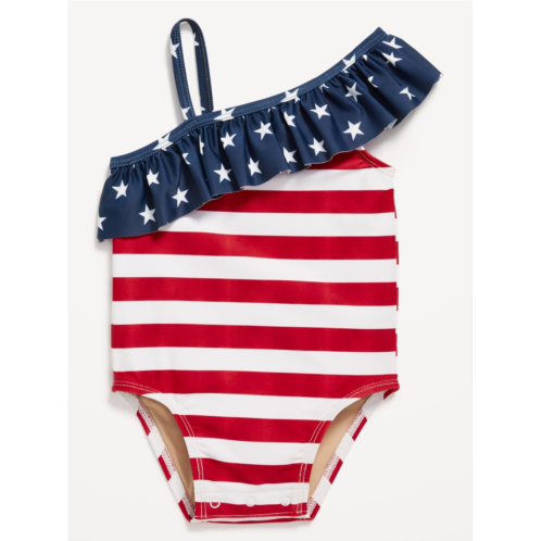 Oldnavy Printed One-Shoulder Ruffled One-Piece Swimsuit Set for Baby