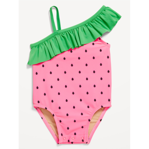 Oldnavy Printed One-Shoulder Ruffled One-Piece Swimsuit Set for Baby