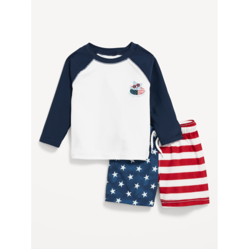 Oldnavy Americana Rashguard Graphic Swim Top and Trunks for Baby