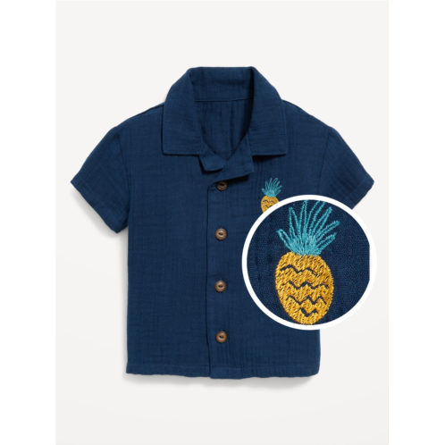 Oldnavy Short-Sleeve Embroidered Camp Shirt for Baby Hot Deal