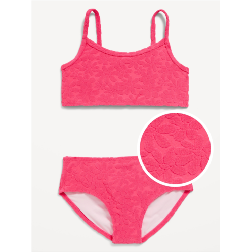 Oldnavy Textured Floral-Terry Bikini Swim Set for Girls Hot Deal