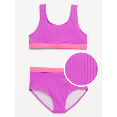 Oldnavy Ribbed Color-Block Bikini Swim Set for Girls Hot Deal