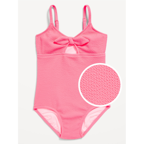 Oldnavy Textured Tie-Front One-Piece Swimsuit for Girls Hot Deal