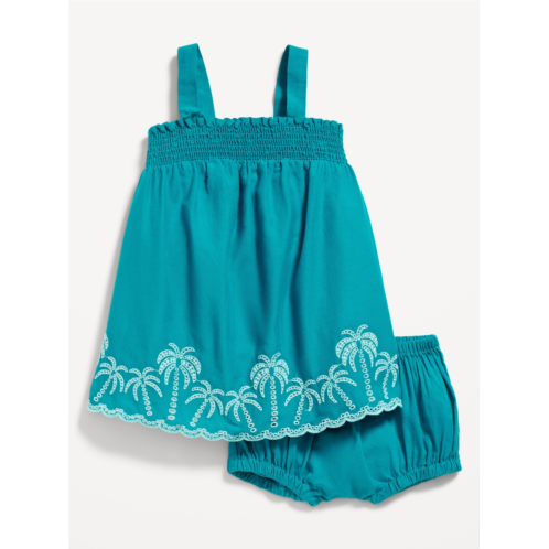 Oldnavy Sleeveless Smocked Embroidered Top and Bloomer Shorts Set for Baby