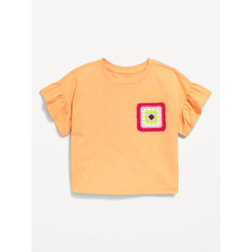 Oldnavy Short-Sleeve Crochet-Knit Graphic Top for Toddler Girls