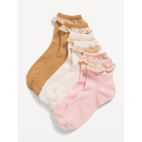 Oldnavy Ruffle-Trim Quarter-Crew Socks 3-Pack for Girls