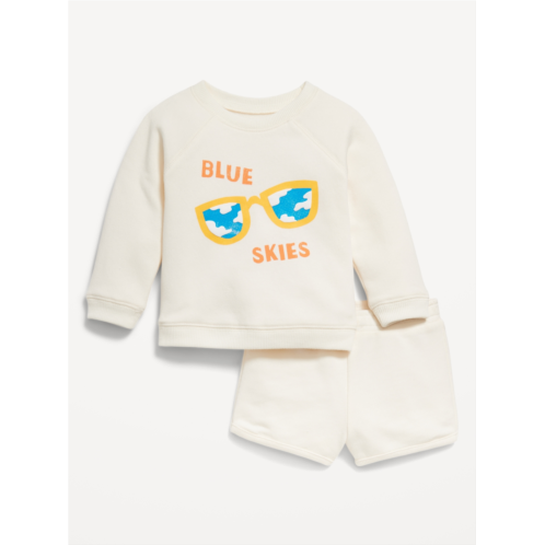 Oldnavy Crew-Neck Graphic Sweatshirt and Shorts Set for Baby