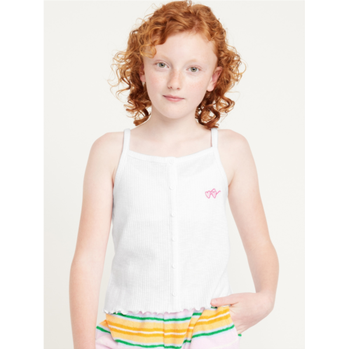 Oldnavy Fitted Button-Front Embroidered Graphic Tank Top for Girls Hot Deal