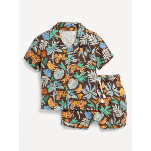 Oldnavy Printed Linen-Blend Shirt and Shorts Set for Baby Hot Deal