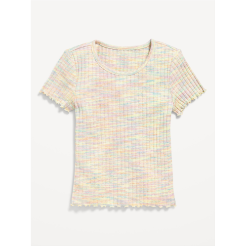 Oldnavy Short-Sleeve Rib-Knit Lettuce-Edge Top for Girls Hot Deal