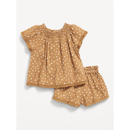 Oldnavy Flutter-Sleeve Scallop-Trim Top and Shorts Set for Baby