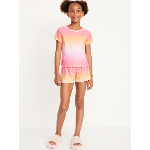Oldnavy Printed Rib-Knit Pajama Top and Shorts Set for Girls