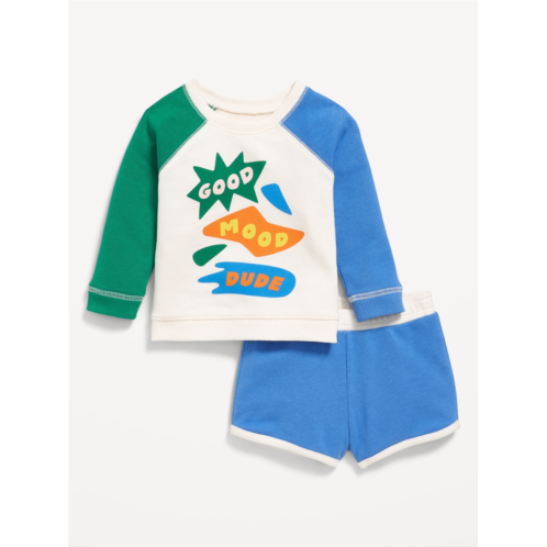 Oldnavy Crew-Neck Graphic Sweatshirt and Shorts Set for Baby