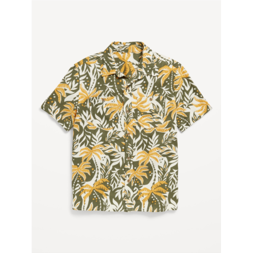 Oldnavy Printed Short-Sleeve Linen-Blend Pocket Shirt for Boys Hot Deal