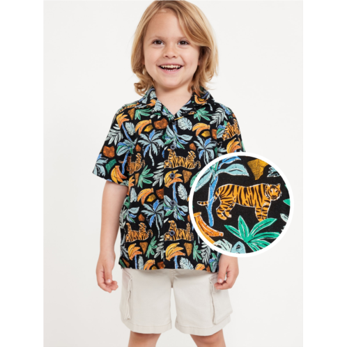 Oldnavy Printed Short-Sleeve Linen-Blend Camp Shirt for Toddler Boys