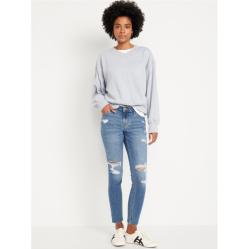 Oldnavy Mid-Rise Rockstar Super-Skinny Ripped Cut-Off Ankle Jeans