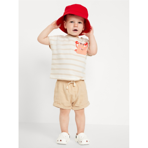 Oldnavy Striped Short-Sleeve Pocket Top and Shorts Set for Baby