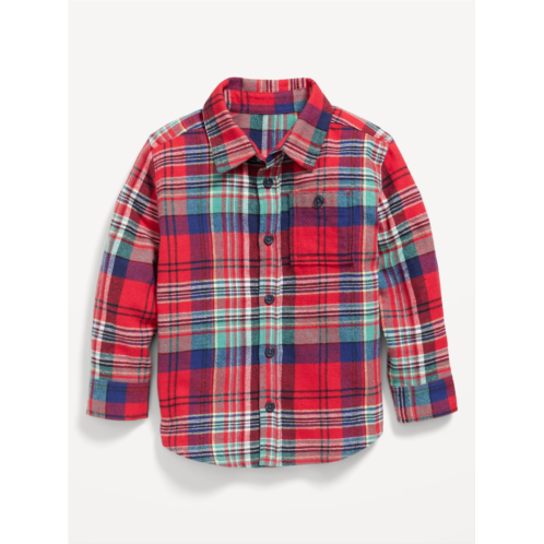 Oldnavy Cozy Long-Sleeve Plaid Pocket Shirt for Toddler Boys