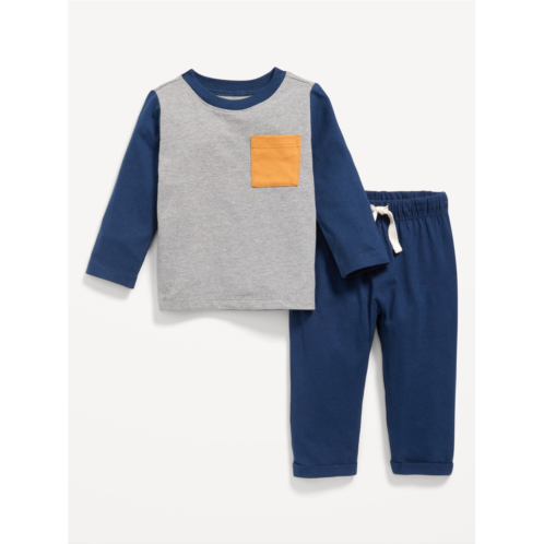 Oldnavy Long-Sleeve Pocket T-Shirt and Pants Set for Baby