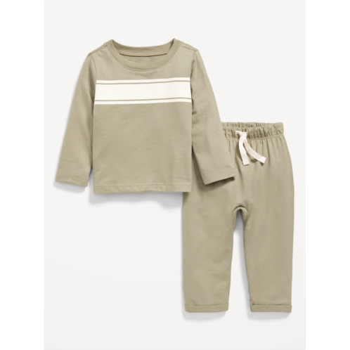 Oldnavy Long-Sleeve Jersey-Knit T-Shirt and Pants Set for Baby