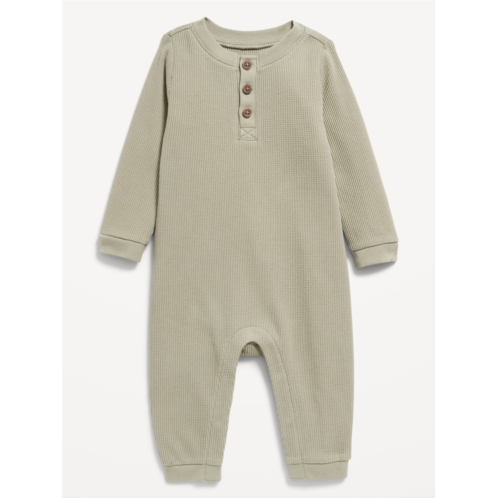 Oldnavy Long-Sleeve Thermal-Knit Henley One-Piece for Baby