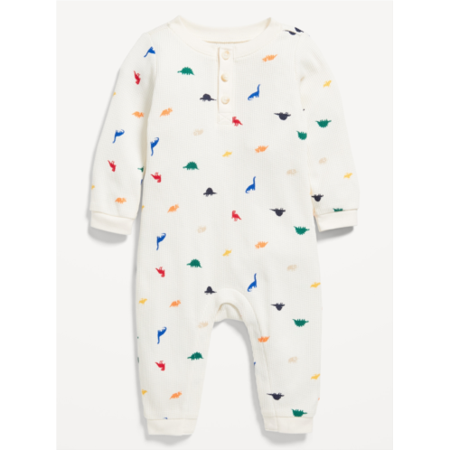 Oldnavy Printed Long-Sleeve Thermal-Knit Henley One-Piece for Baby
