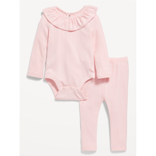 Oldnavy Ruffled Pointelle-Knit Bodysuit and Pants Set for Baby