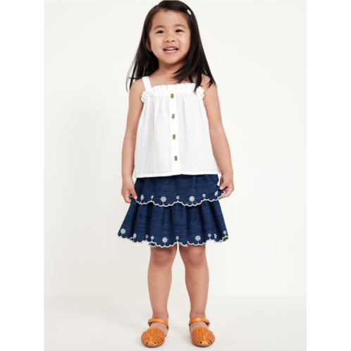 Oldnavy Embroidered Tiered Jean Skirt for Toddler Girls
