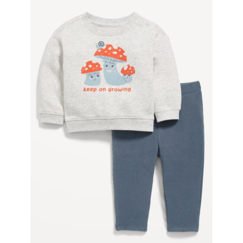 Oldnavy Crew-Neck Sweatshirt and Thermal-Knit Pants Set for Baby