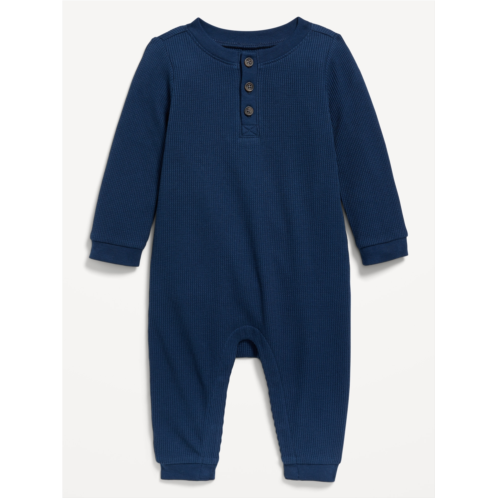 Oldnavy Long-Sleeve Thermal-Knit Henley One-Piece for Baby