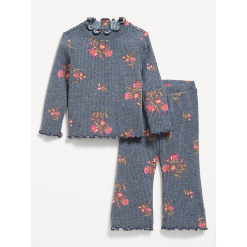 Oldnavy Plush Ribbed Long-Sleeve Top and Flare Pants Set for Baby Hot Deal