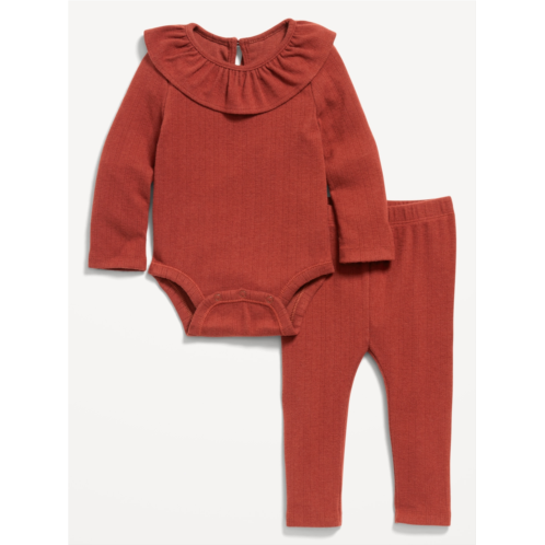 Oldnavy Ruffled Pointelle-Knit Bodysuit and Pants Set for Baby