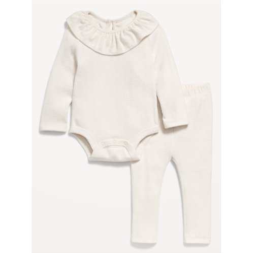 Oldnavy Ruffled Pointelle-Knit Bodysuit and Pants Set for Baby