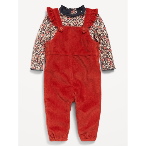 Oldnavy Ruffle-Trim T-Shirt and Corduroy Overalls Set for Baby