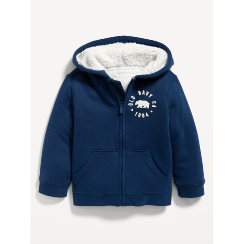 Oldnavy Logo-Graphic Sherpa-Lined Zip-Front Hoodie for Toddler Boys Hot Deal