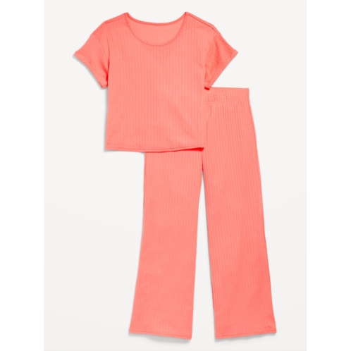 Oldnavy Ribbed Pajama Top and Wide-Leg Pants Set for Girls